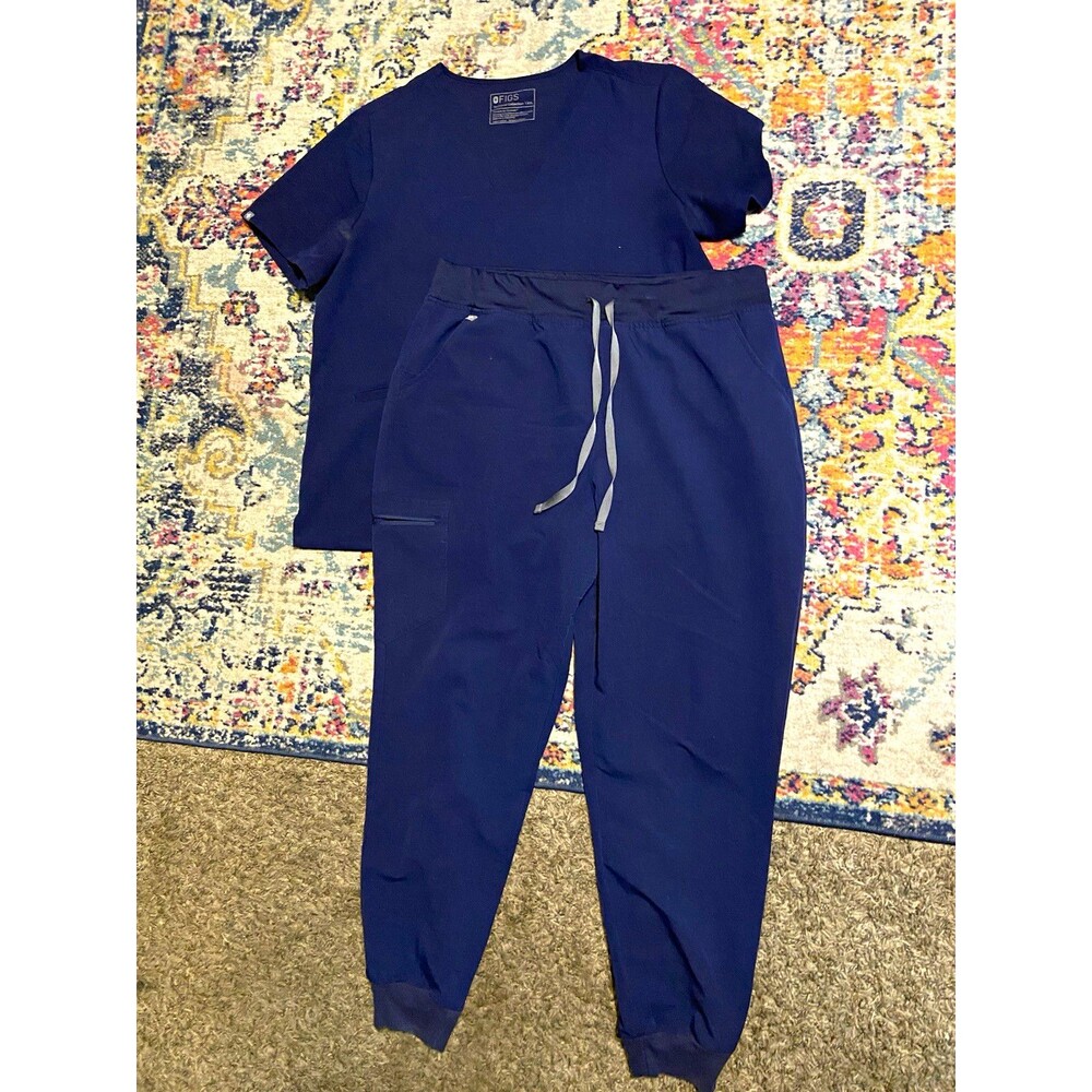 FIGS Technical Collection Scrub Set XXL Blue Solid Knit Poly Rayon Spandex